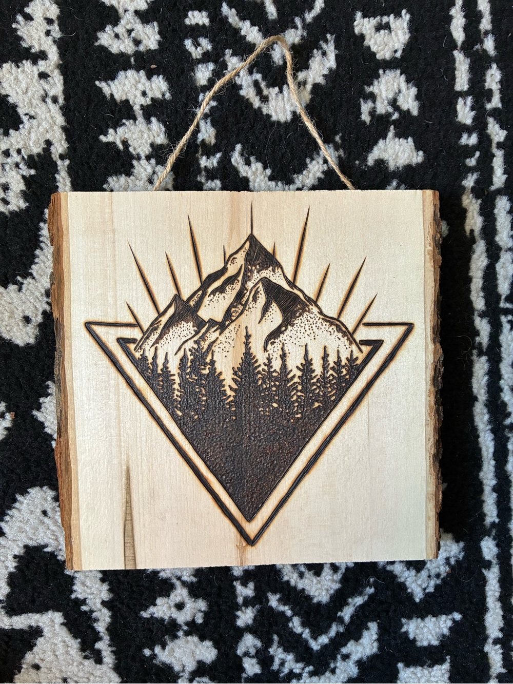 Rustic Mountain Wood Wall Art - Natural Brown